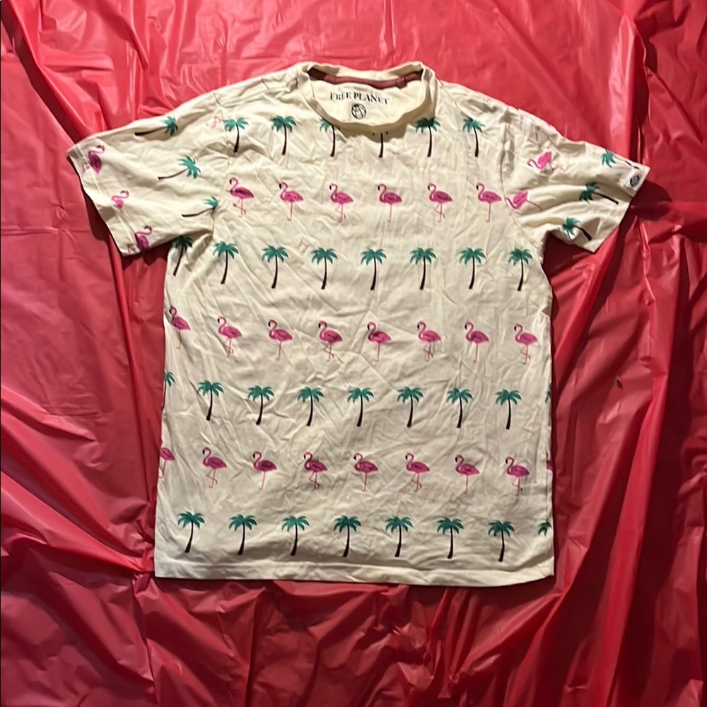 Free Planet Cream and Pink Short Sleeve Tees